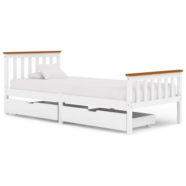 vidaXL Estructura de cama sin colch&oacute;n madera de pino blanco 100x200 cm