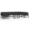 vidaXL Set muebles de jard&iacute;n 10 pzas y cojines aluminio gris antracita