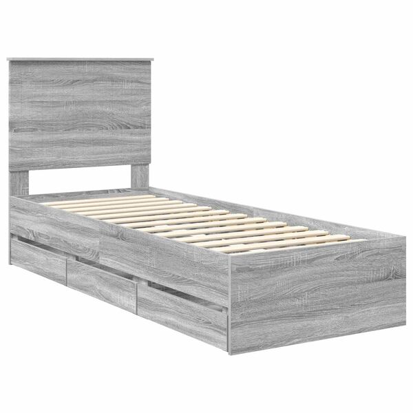 vidaXL Estructura de cama Gris Sonoma 75 x 190 cm Madera Ingenieril