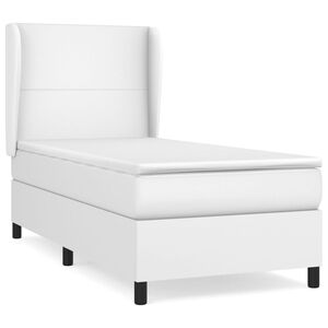 vidaXL Cama box spring con colch&oacute;n cuero sint&eacute;tico blanco 100x200 cm