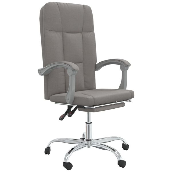 vidaXL Silla de oficina reclinable de tela gris taup&eacute;