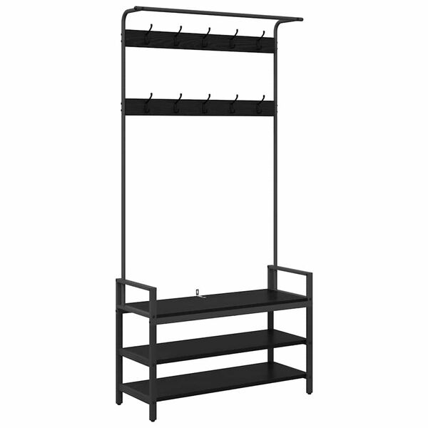 vidaXL Perchero Roble Negro 95 x 34 x 184 cm Madera de ingenier&iacute;a