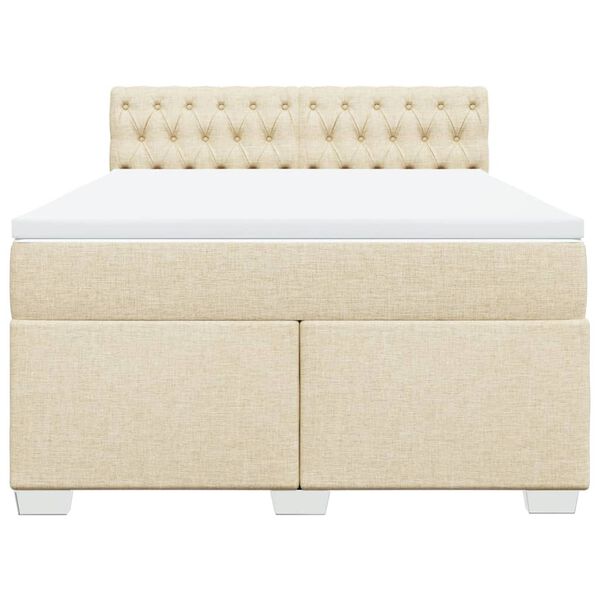 vidaXL Cama box spring con colch&oacute;n tela color crema 140x200 cm