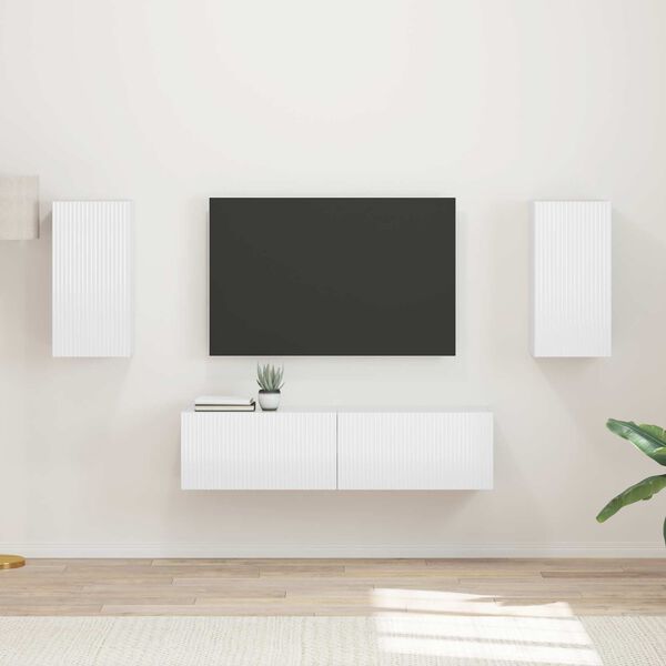 vidaXL Conjunto de mueble de TV 4 pcs brillante Madera de ingenier&iacute;a