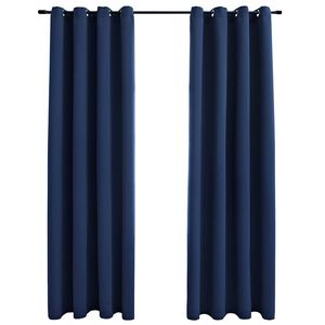 vidaXL Cortinas opacas con anillas de metal 2 uds azul 140x175 cm