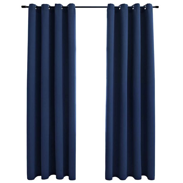 vidaXL Cortinas opacas con anillas de metal 2 uds azul 140x175 cm