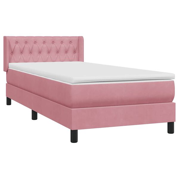 vidaXL Cama box spring con colch&oacute;n terciopelo rosa 90x210 cm