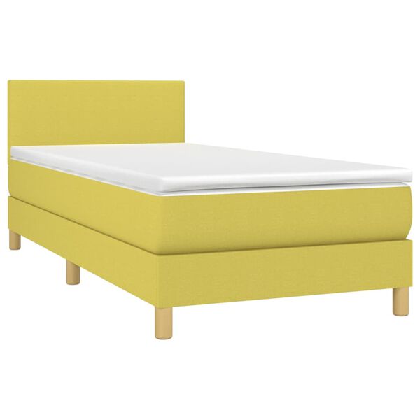 vidaXL Cama box spring colch&oacute;n y luces LED tela verde 100x200 cm