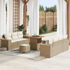 vidaXL Conjunto de sof&aacute; de jard&iacute;n con coj&iacute;n 9 pcs Beige Polirat&aacute;n