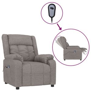 vidaXL Sill&oacute;n reclinable el&eacute;ctrico tela gris taup&eacute;