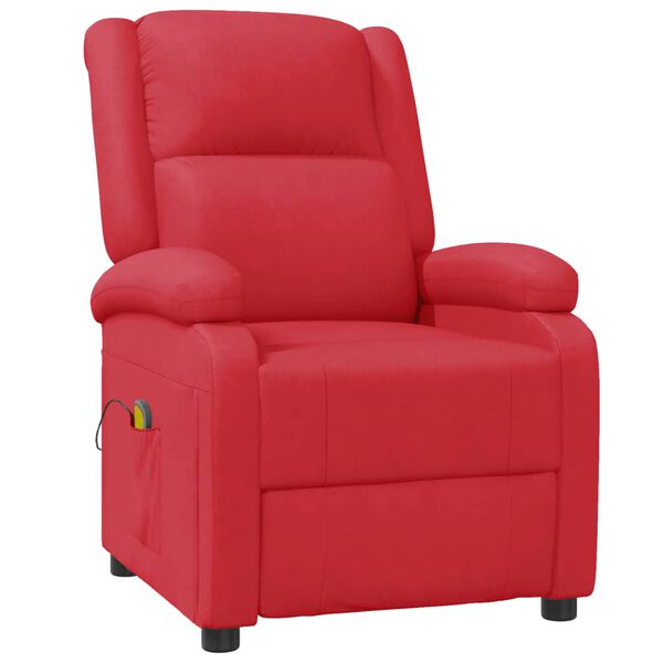 vidaXL Sillón de masaje de cuero sintético rojo