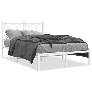 vidaXL Estructura cama sin colch&oacute;n con cabecero metal blanco 120x200cm