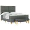 vidaXL Cama tipo Box Spring con cabecera Gris oscuro 200 x 160 cm tela