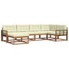 vidaXL Conjunto de sof&aacute;s de exterior con coj&iacute;n 6 pcs Natural y Crema