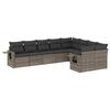 vidaXL Set de muebles de jard&iacute;n 9 pzas y cojines rat&aacute;n sint&eacute;tico gris