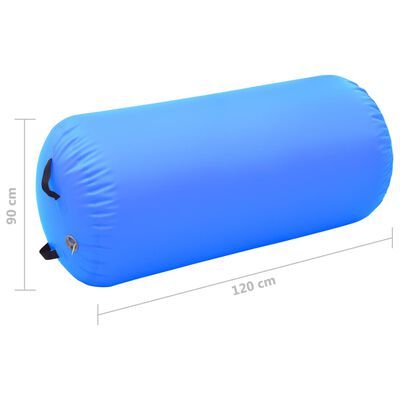 vidaXL Rollo inflable de gimnasia con bomba PVC azul 120x90 cm