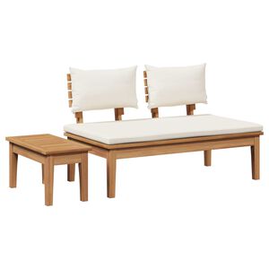 vidaXL Conjunto de banco y mesa de jard&iacute;n 2 uds. Crema y marr&oacute;n
