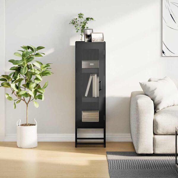 vidaXL Aparador de acero laminado en fr&iacute;o negro 36x39x123 cm