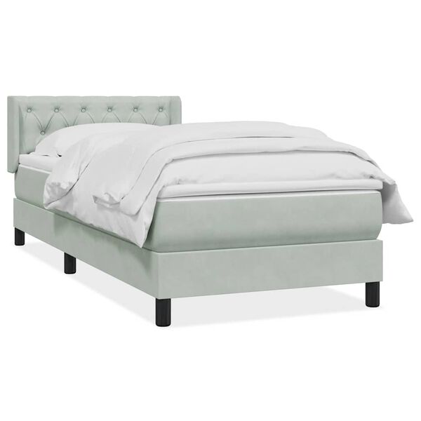 vidaXL Cama box spring con colch&oacute;n terciopelo gris claro 80x210 cm