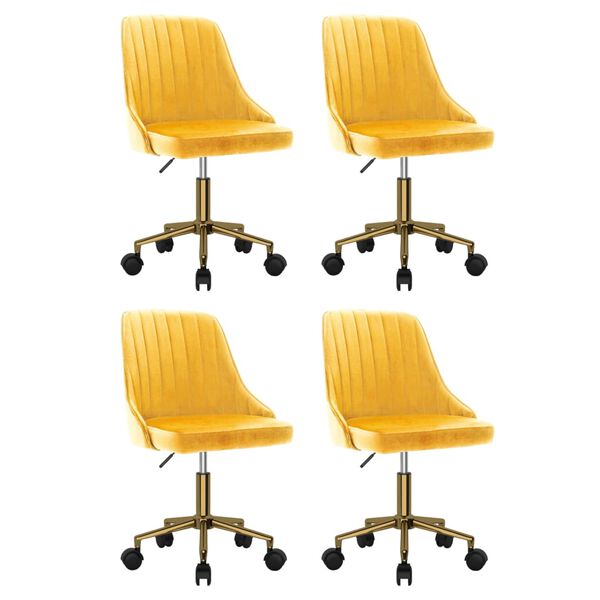 vidaXL Sillas de comedor giratorias 4 uds terciopelo amarillo