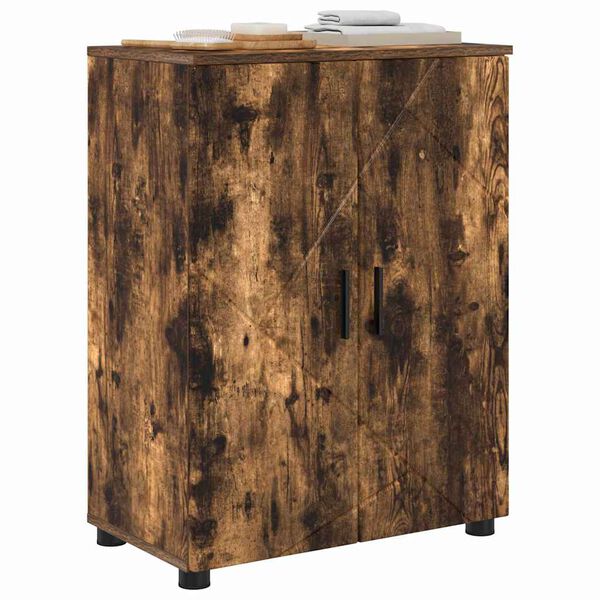 vidaXL Gabinete de Ba&ntilde;o con puerta Roble ahumado 60 x 35 x 80 cm