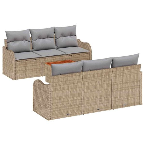 vidaXL Conjunto de sof&aacute;s de jard&iacute;n 7 pcs Beige y Gris Claro