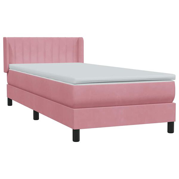 vidaXL Cama box spring con colch&oacute;n terciopelo rosa 100x210 cm