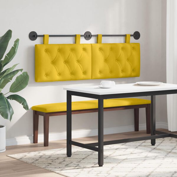 vidaXL Cabecera Colgante Amarillo 130 x 55 x 7 cm Terciopelo