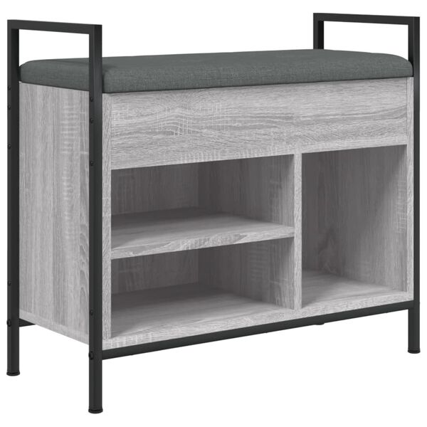 vidaXL Banco zapatero madera de ingenier&iacute;a gris Sonoma 65,5x32x57,5 cm