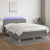 vidaXL Cama box spring colch&oacute;n y luces LED tela gris oscuro 140x190 cm