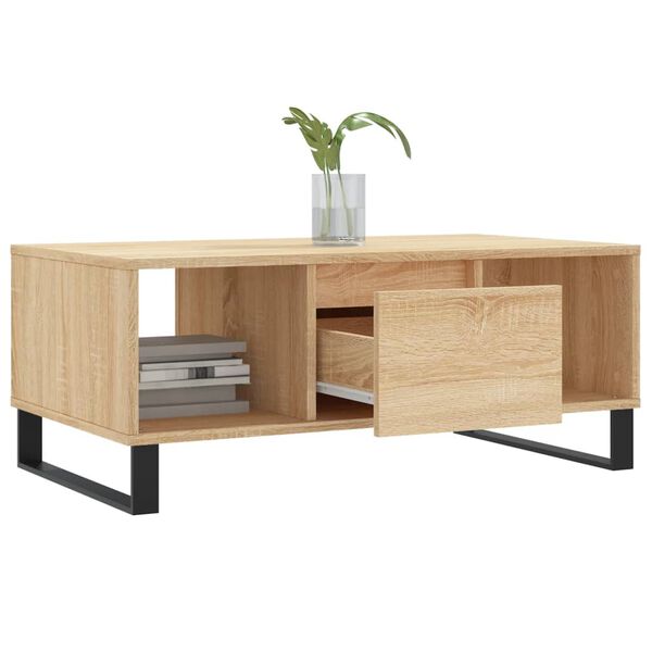 vidaXL Mesa de centro madera contrachapada roble Sonoma 90x50x36,5 cm