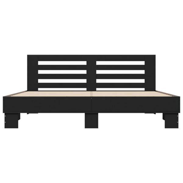 vidaXL Estructura de cama madera de ingenier&iacute;a y metal negro 200x200cm