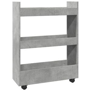 vidaXL Carro de almacenaje estrecho 3 niveles madera gris hormig&oacute;n