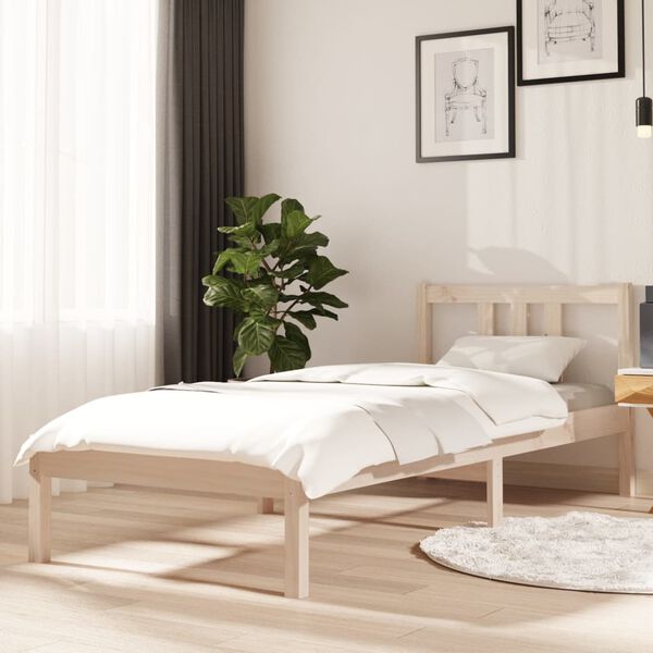 vidaXL Estructura cama individual sin colch&oacute;n madera maciza 75x190 cm