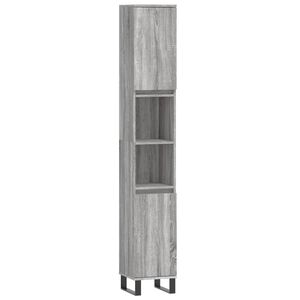 vidaXL Armario de ba&ntilde;o madera contrachapada gris Sonoma 30x30x190 cm