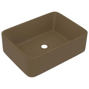 vidaXL Lavabo de lujo de cerámica crema mate 41x30x12 cm
