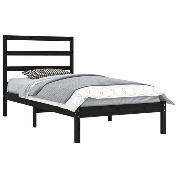 vidaXL Estructura de cama madera maciza de pino negra 100x200 cm
