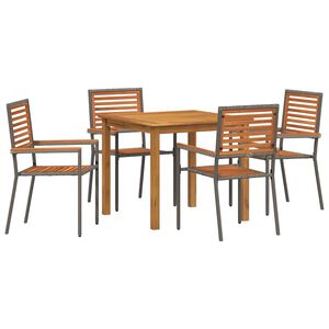 vidaXL Conjunto de Comedor de Jardín 5 pcs Gris Poliratán