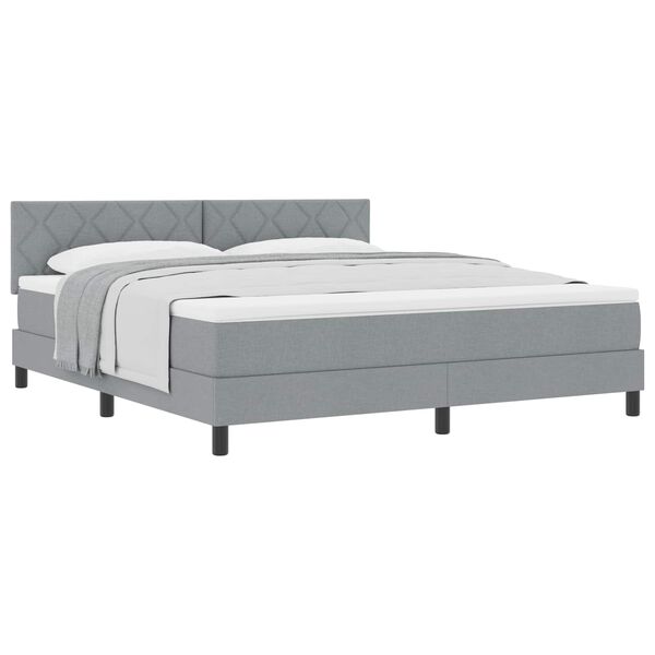 vidaXL Cama tipo Box Spring con colch&oacute;n Gris Claro 180 x 200 cm tela