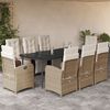 vidaXL Set comedor de jard&iacute;n 9 pzas con cojines rat&aacute;n sint&eacute;tico beige