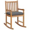 vidaXL Silla mecedora de madera maciza de teca con coj&iacute;n gris