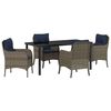 vidaXL Conjunto de Comedor de Jard&iacute;n 5 uds. Gris rat&aacute;n sint&eacute;tico