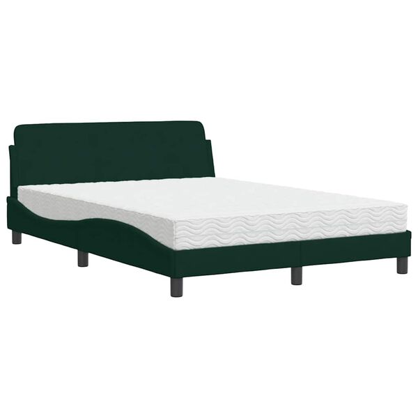 vidaXL Cama con colch&oacute;n Dover terciopelo verde oscuro 140x200 cm