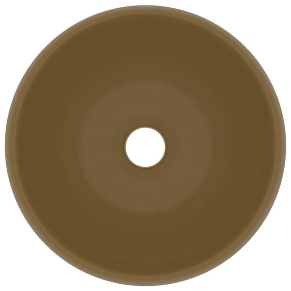 vidaXL Lavabo de lujo redondo cer&aacute;mica crema mate 40x15 cm
