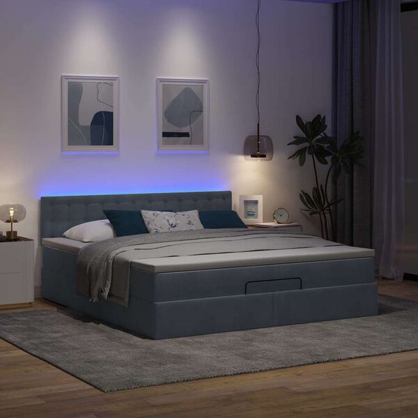 vidaXL Estructura cama otomana con colch&oacute;n gris oscuro 160x200 cm