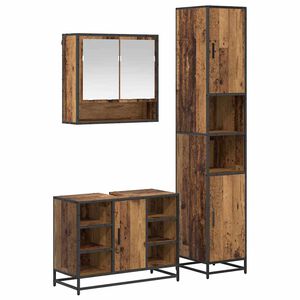 vidaXL Juego de muebles de ba&ntilde;o con estante 3 pcs Madera Vieja