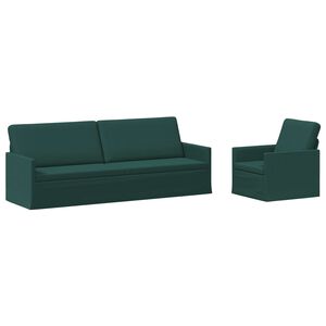 vidaXL Juego de Sof&aacute; 2 pcs Verde oscuro Tela
