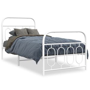 vidaXL Estructura cama sin colch&oacute;n con estribo metal blanco 80x200 cm
