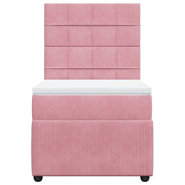 vidaXL Cama box spring con colch&oacute;n terciopelo rosa 80x200 cm