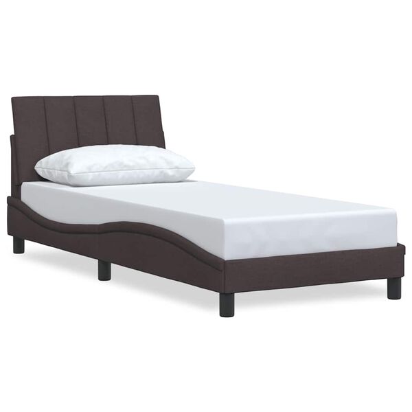 vidaXL Estructura de cama sin colch&oacute;n Hanko tela marr&oacute;n oscuro 80x200 cm